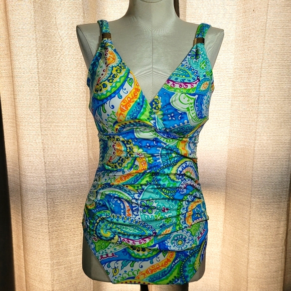 Ralph Lauren Paisley One Piece Swim Suit - Picture 1 of 5
